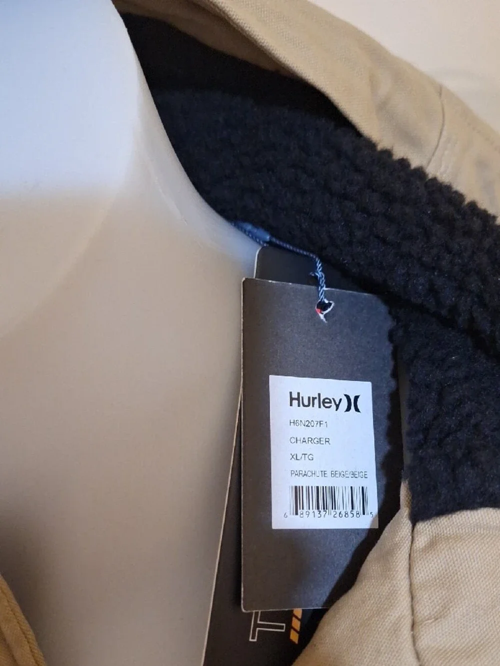 Hurley Tan Hooded Field Jacket with Black Trim